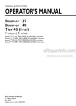 Photo 4 - New Holland Boomer 35 Boomer 40 Tier 4B Final Operators Manual Compact Tractor 51485726