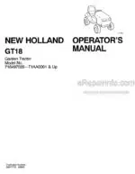 Photo 4 - New Holland GT18 Operators Manual Garden Tractor 86617776