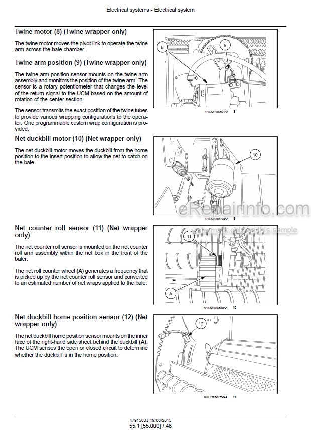 Photo 1 - New Holland 450 460 550 560 Roll-Belt Service Manual Round Baler 47915803