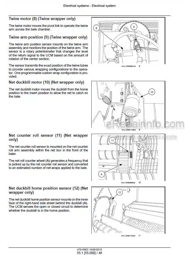 Photo 1 - New Holland 450 460 550 560 Roll-Belt Service Manual Round Baler 47915803