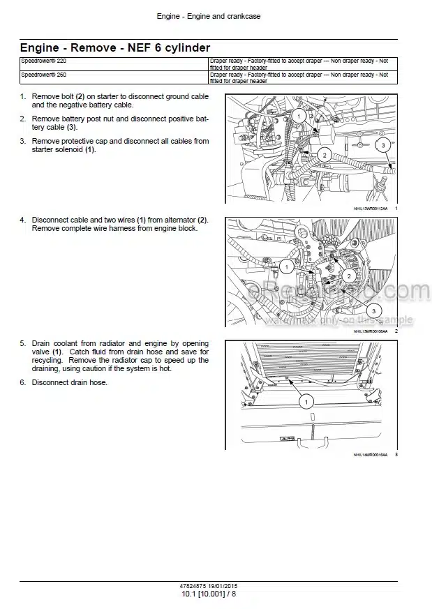 Photo 1 - New Holland Speedrower 220 260 Service Manual Self-Propelled Windrower 47824875