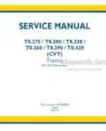 Photo 4 - New Holland T8.275 T8.300 T8.330 T8.360 T8.390 T8.420 CVT Service Manual Tractor 47533595