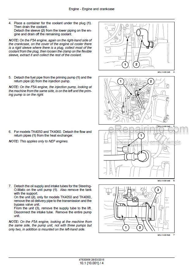 Photo 1 - New Holland TK4030V TK4050 TK4050M TK4060 Service Manual Tractor 47830956