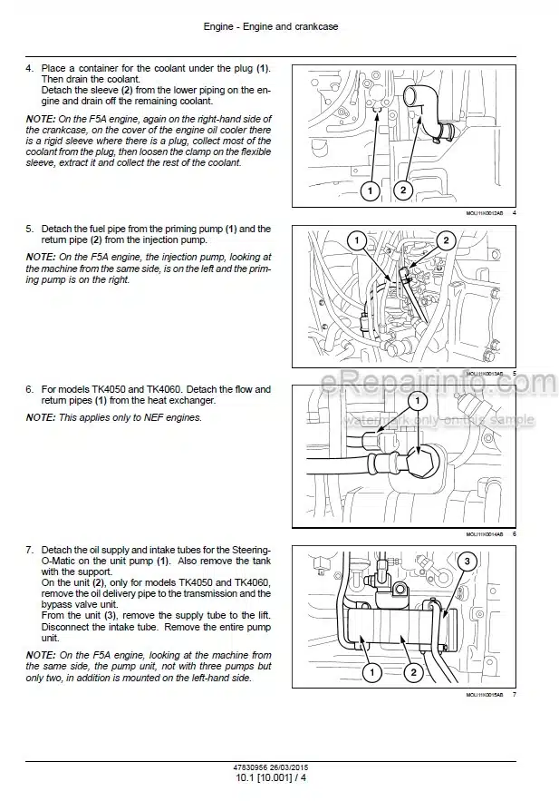 Photo 1 - New Holland TK4030V TK4050 TK4050M TK4060 Service Manual Tractor 47830956