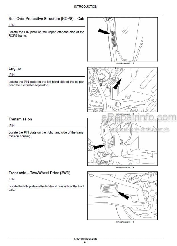 Photo 1 - New Holland U80C Tier 4B (final) Service Manual Tractor Loader 47821918