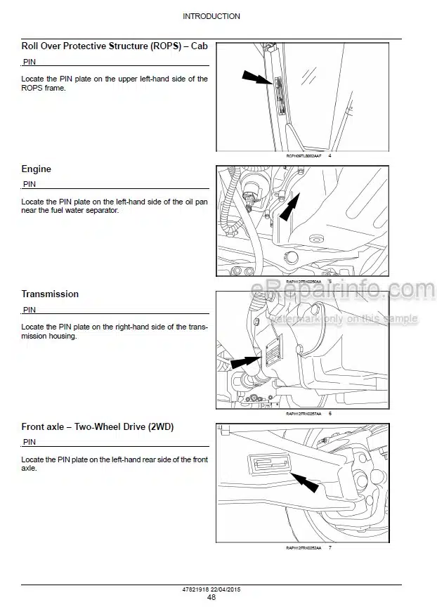 Photo 1 - New Holland U80C Tier 4B (final) Service Manual Tractor Loader 47821918