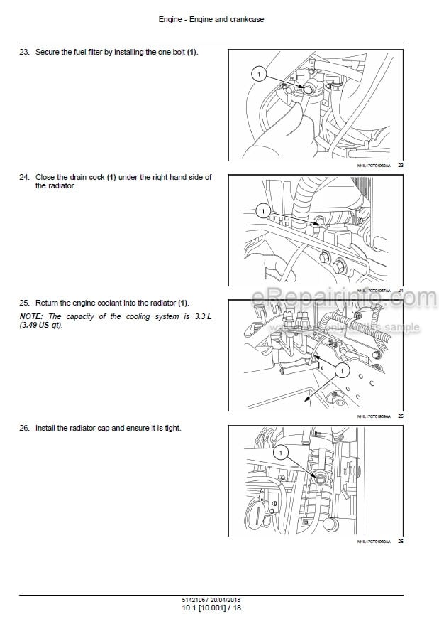 Photo 1 - New Holland 25S Workmaster Tier 4B Final Service Manual Compact Tractor 51421067