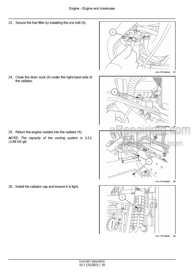 Photo 1 - New Holland 25S Workmaster Tier 4B Final Service Manual Compact Tractor 51421067
