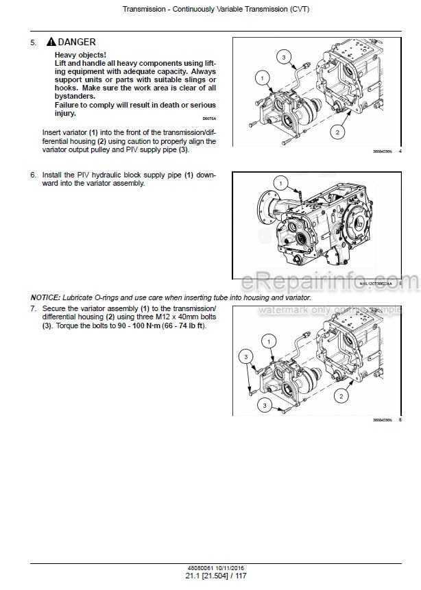 Photo 1 - New Holland 3040 CVT 3045 CVT 3050 CVT Boomer Service Manual Tractor 48080061