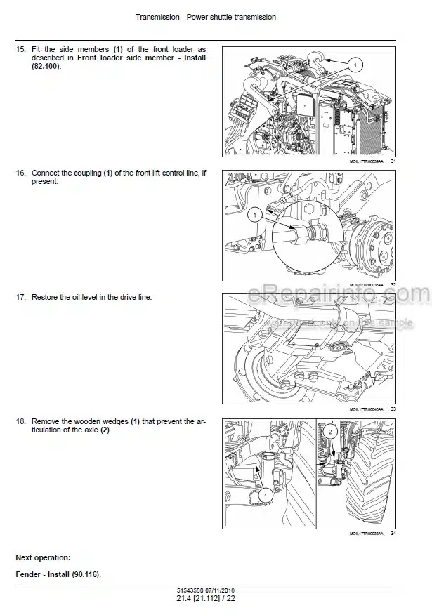 Photo 1 - New Holland 90 100 110 120 PowerStar Tier 4B Final Service Manual Tractor 51543580