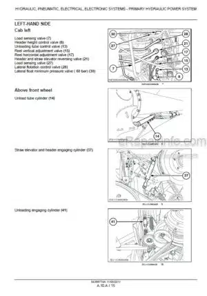 Photo 3 - New Holland CX5080 CX5090 CX5090 Laterale CX6080 CX6090 CX6090 Laterale Service Manual Combine Harvester 84386774A