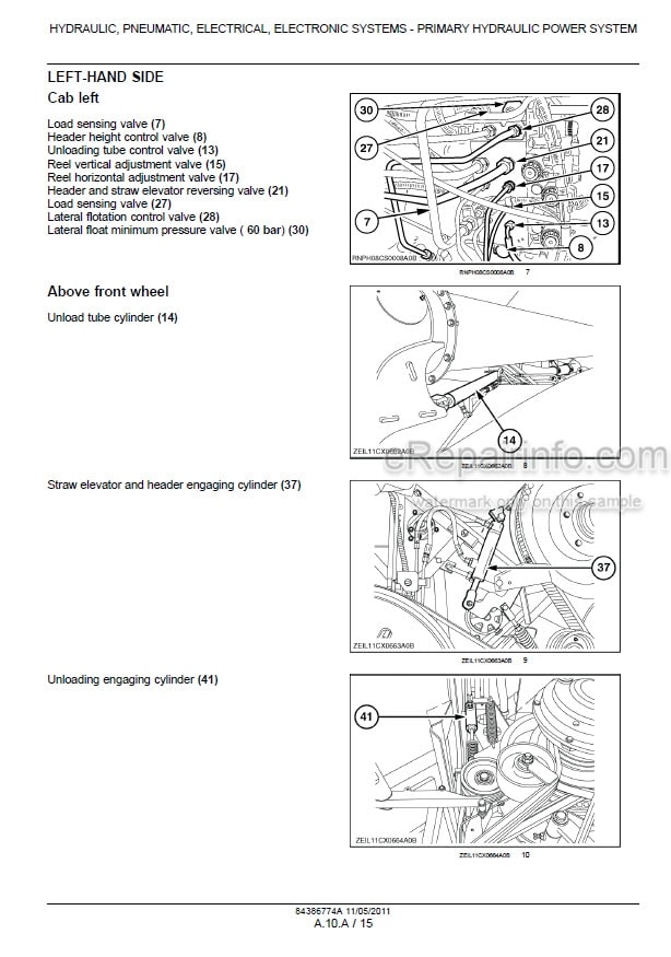 Photo 1 - New Holland CX5080 CX5090 CX5090 Laterale CX6080 CX6090 CX6090 Laterale Service Manual Combine Harvester 84386774A
