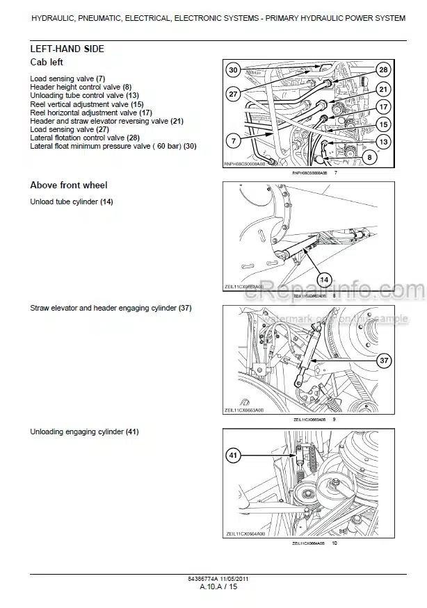 Photo 1 - New Holland CX5080 CX5090 CX5090 Laterale CX6080 CX6090 CX6090 Laterale Service Manual Combine Harvester 84386774A