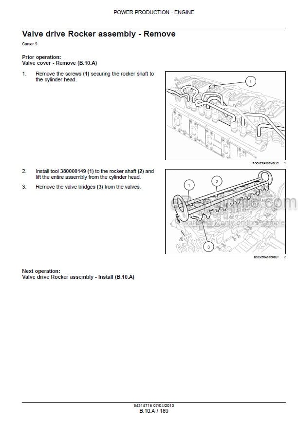 Photo 1 - New Holland Cursor Series F2CE9684 F3AE9684 Tier 3 Service Manual Engine 84314716