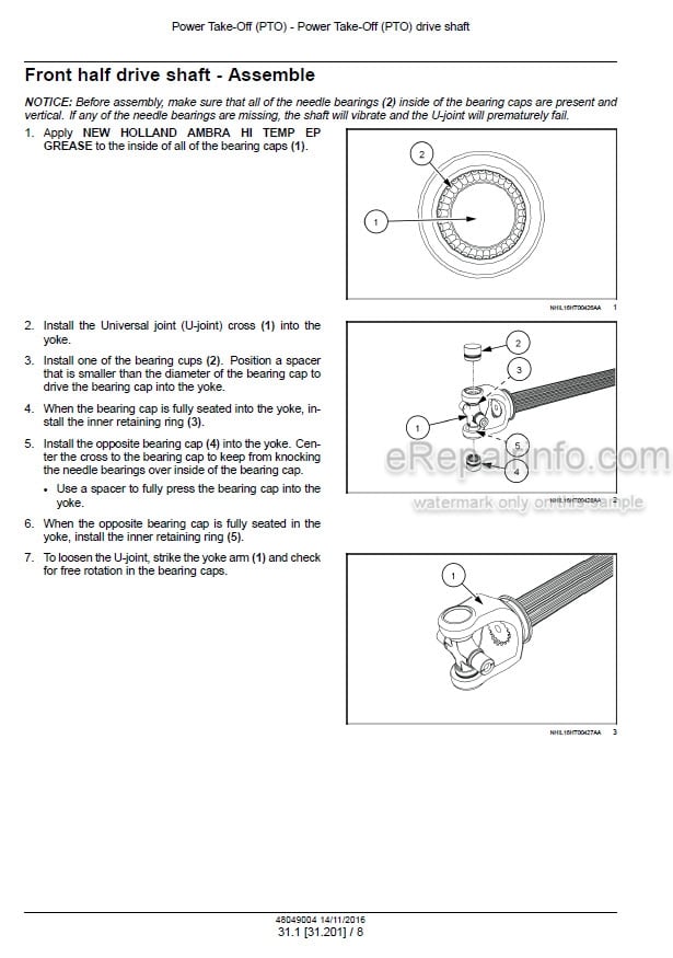 Photo 1 - New Holland Discbine 313 316 Service Manual Disc Mower Conditioner 48049004
