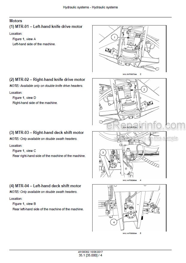 Photo 1 - New Holland Dura Swath 421HB 425HB 430HB 436HB 440HB Service Manual Draper Header 43648106362