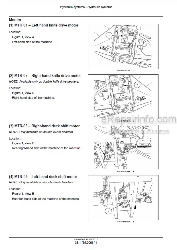 Photo 1 - New Holland Dura Swath 421HB 425HB 430HB 436HB 440HB Service Manual Draper Header 43648106362