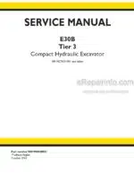 Photo 4 - New Holland E30B Tier 3 Service Manual Compact Hydraulic Excavator S5HW0040E01