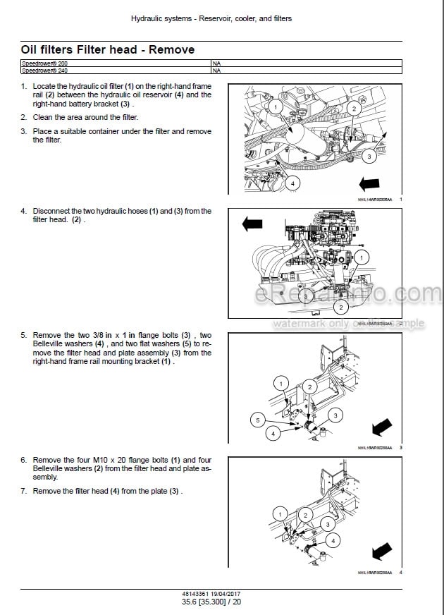 Photo 1 - New Holland 200 240 Speedrower Tier 3 Service Manual Self-Propelled Windrower