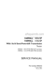 Photo 4 - Case 105U EP 115U EP Farmall Service Manual Tractor 47841818