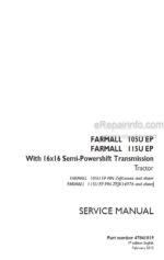 Photo 4 - Case 105U EP 115U EP Farmall Service Manual Tractor 47841819