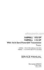Photo 4 - Case 105U EP 115U EP Farmall Service Manual Tractor 47841819