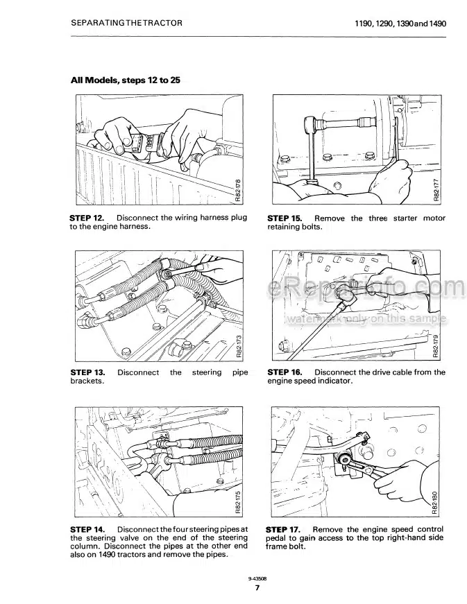 Photo 1 - Case 1190 1290 1390 1194 1294 1394 Service Manual Tractor 8-23963R0