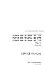 Photo 4 - Case 130 145 160 130CVT 145CVT 160CVT Puma Tier 4 Service Manual Tractor