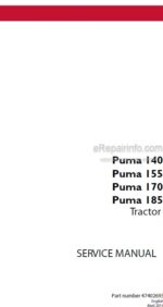 Photo 4 - Case 140 155 170 185 Puma Service Manual Tractor 47402693