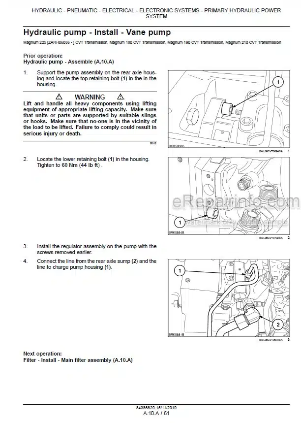 Photo 1 - Case 180 190 210 225 Magnum CVT Service Manual And Supplement Tractor 84386820 47295958