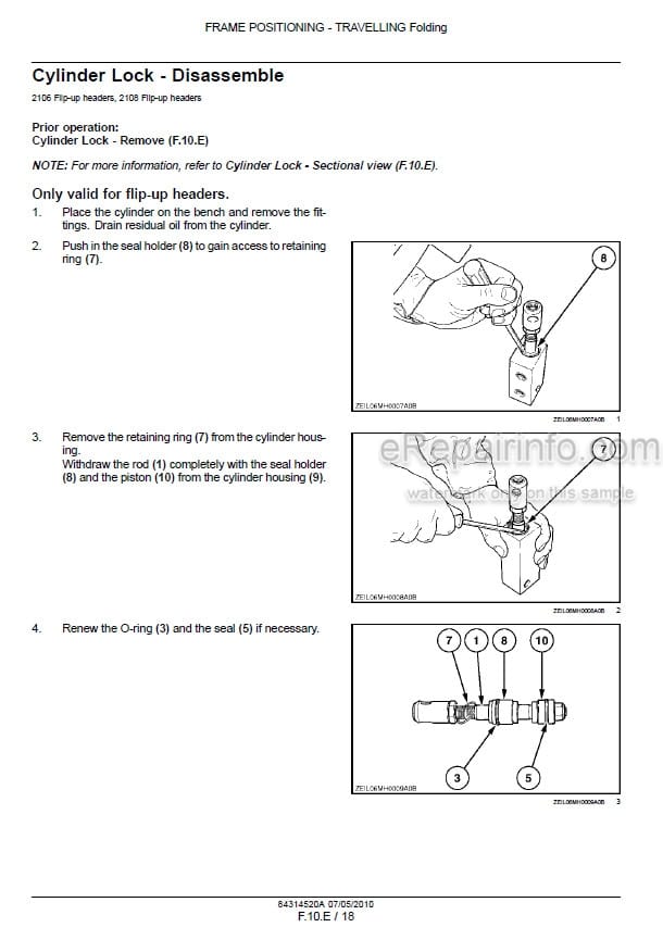 Photo 1 - Case 2105 2106 2108 2112 Service Manual Maize Header 84314520A