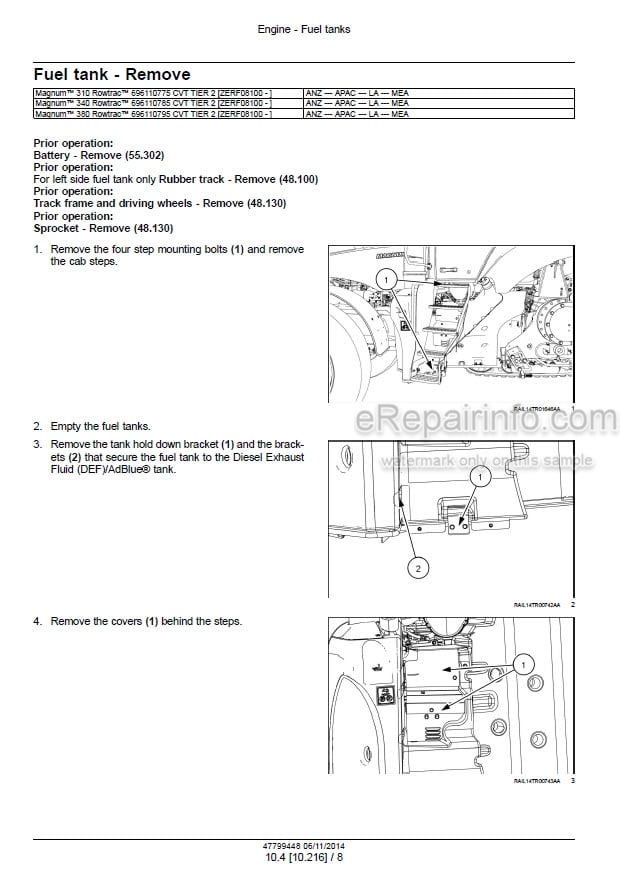 Photo 1 - Case 250 280 310 340 380 Magnum Rowtrac CVT Service Manual Tractor 47799448