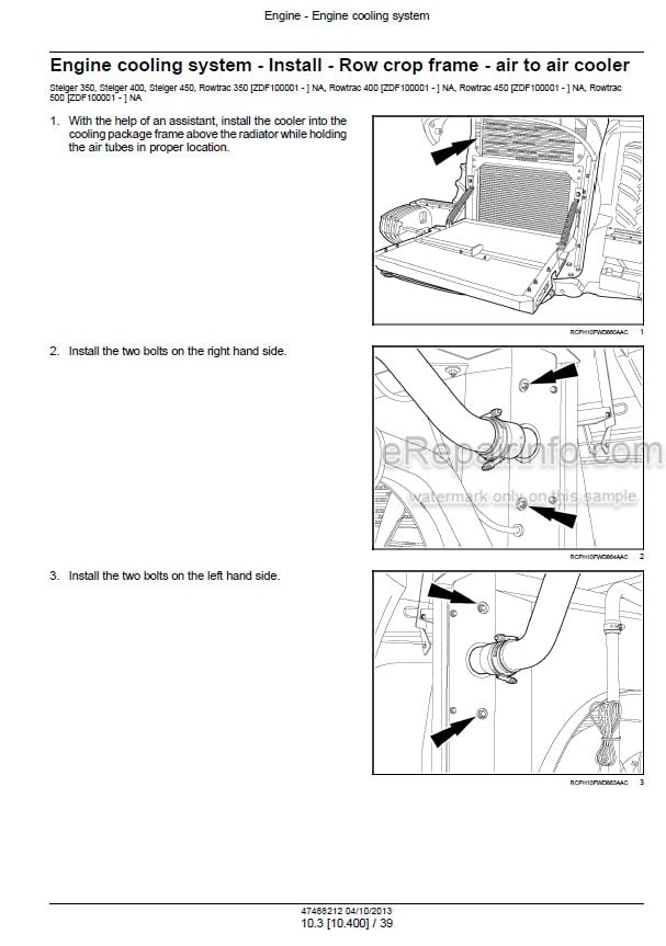 Photo 1 - Case 350 400 450 500 550 600 Rowtrac Steiger Quadtrac Tier 4 Service Manual Tractor 47488212
