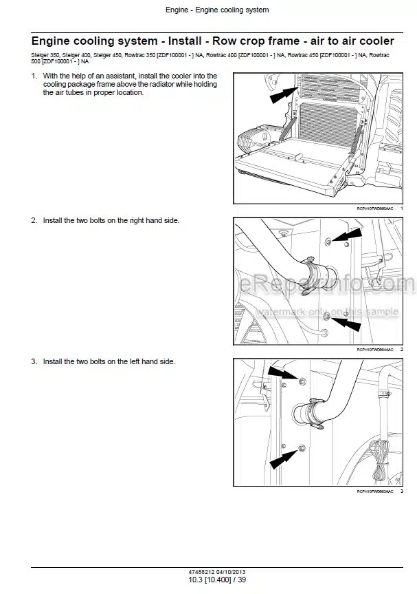 Photo 1 - Case 350 400 450 500 550 600 Rowtrac Steiger Quadtrac Tier 4 Service Manual Tractor 47488212