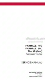 Photo 4 - Case 40C 50C Farmall Tier 4B Final Service Manual Compact Tractor 47941906