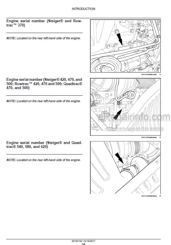 Photo 1 - Case 370 420 470 500 540 580 620 Rowtrac Steiger Quadtrac Tier 4B Final Service Manual Tractor 48193194