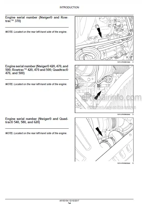 Photo 1 - Case 370 420 470 500 540 580 620 Rowtrac Steiger Quadtrac Tier 4B Final Service Manual Tractor 48193194