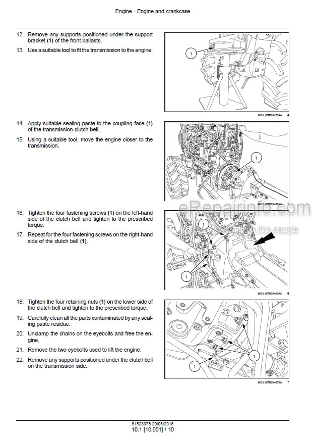 Photo 1 - Case 80F 90F 100F 11OF 80CL 90CL 100CL 110CL Quantum Service Manual Tractor 51523378