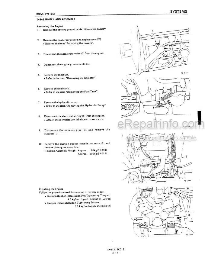 Photo 1 - Kobelco SK013 SK015 Service Manual Hydraulic Excavator S5RO0003E-03