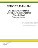 Photo 4 - New Holland LM6.32 LM6.35 LM7.35 LM7.42 LM7.42CL LM9.35 Tier 4B Final Service Manual Telescopic Handler 51425741