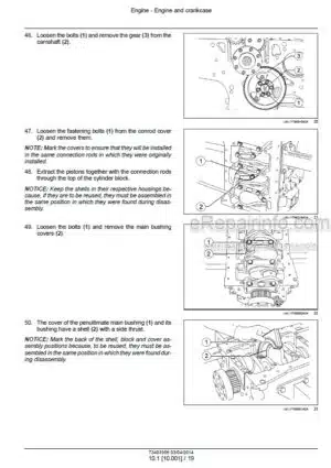 Photo 7 - New Holland W50TC W60TC W70TC W80TC Repair Manual Wheel Loader 87618246