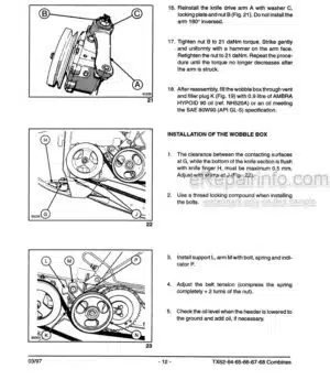 Photo 8 - New Holland TX66 TX68 Repair Manual Combine 86603389