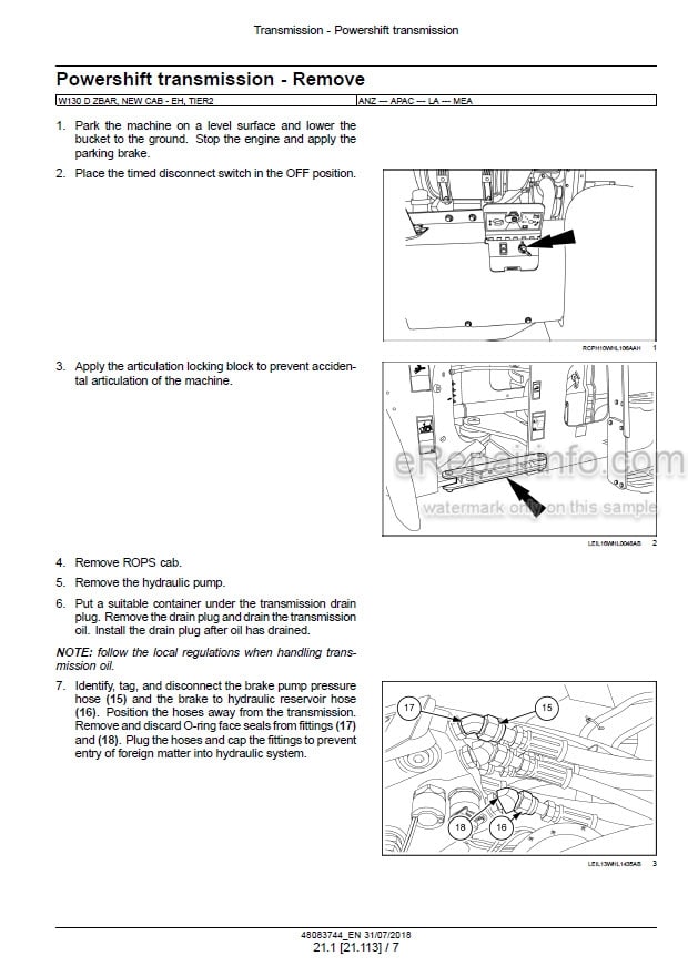 Photo 1 - New Holland W130D W170D Tier 2 Service Manual Wheel Loader 48083744
