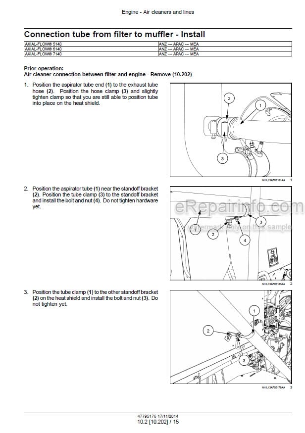 Photo 1 - Case 5140 6140 7140 Axial Flow Tier 2 Service Manual Combine 47795176