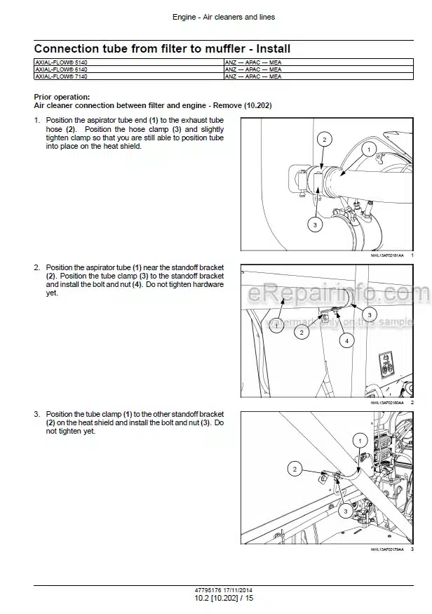 Photo 1 - Case 5140 6140 7140 Axial Flow Tier 2 Service Manual Combine 47795176