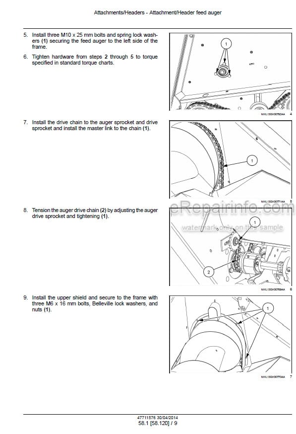 Photo 1 - Case 5505 5506 Service Manual Corn Header 47711576
