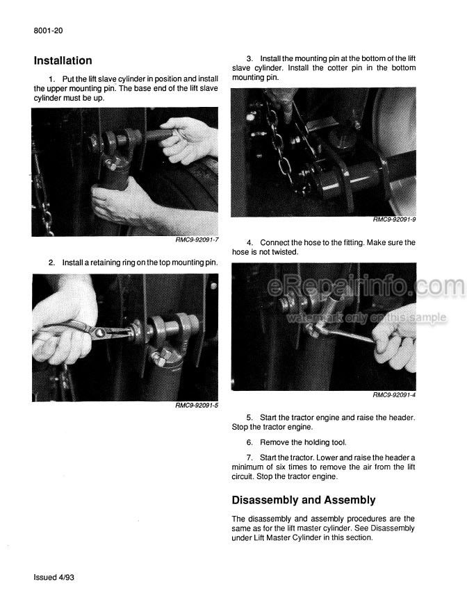Photo 1 - Case 8309 8312 Service Manual Rotary Mower Conditioner 8-95591R0