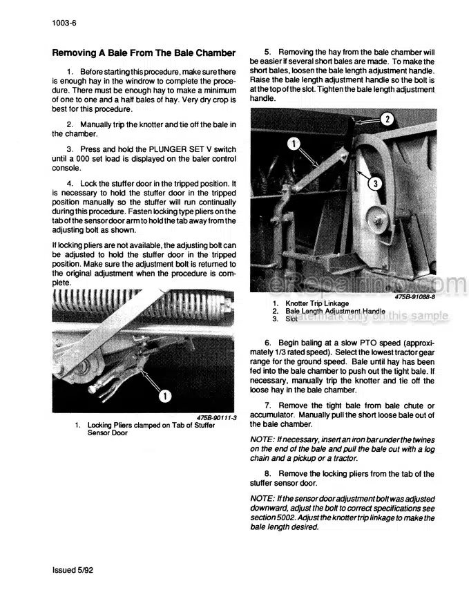 Photo 1 - Case 8570 Service Manual Mid Size Baler 8-99240R0