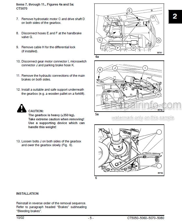 Photo 1 - Case CT5050 CT5060 CT5070 CT5080 Service Manual Combine 9-43611