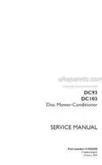 Photo 4 - Case DC93 DC103 Service Manual Disc Mower Conditioner 51586250